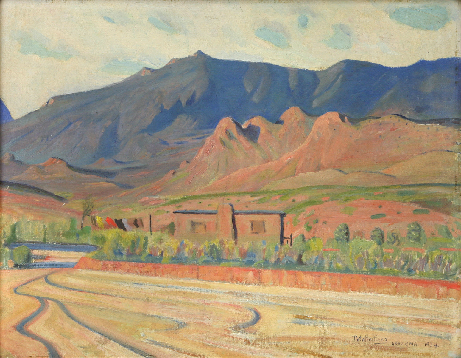 Pete Martinez (1894-1971) - My Friend's Studio, The Canyon of Gold Where Lonewolf the Famous Cowboy and Indian Painter Lives in Arizona, 1934 (PDC1787)