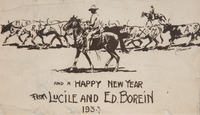 SOLD Edward Borein (1872-1945) - Merry XMas and A Happy New Year Card
