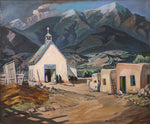 SOLD Robert Clunie (1895-1984) - The White Church at Talpa Taos, April 1935