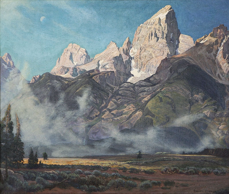 SOLD Robert Clunie (1895-1984) - The Grand and Middle Tetons from Timber Island / August Morning