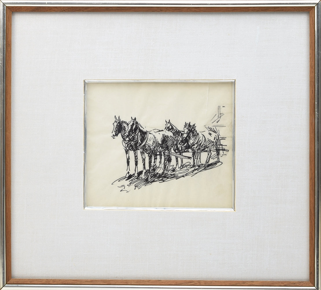 SOLD Edward Borein (1872-1945) - Ink Drawing of Horses