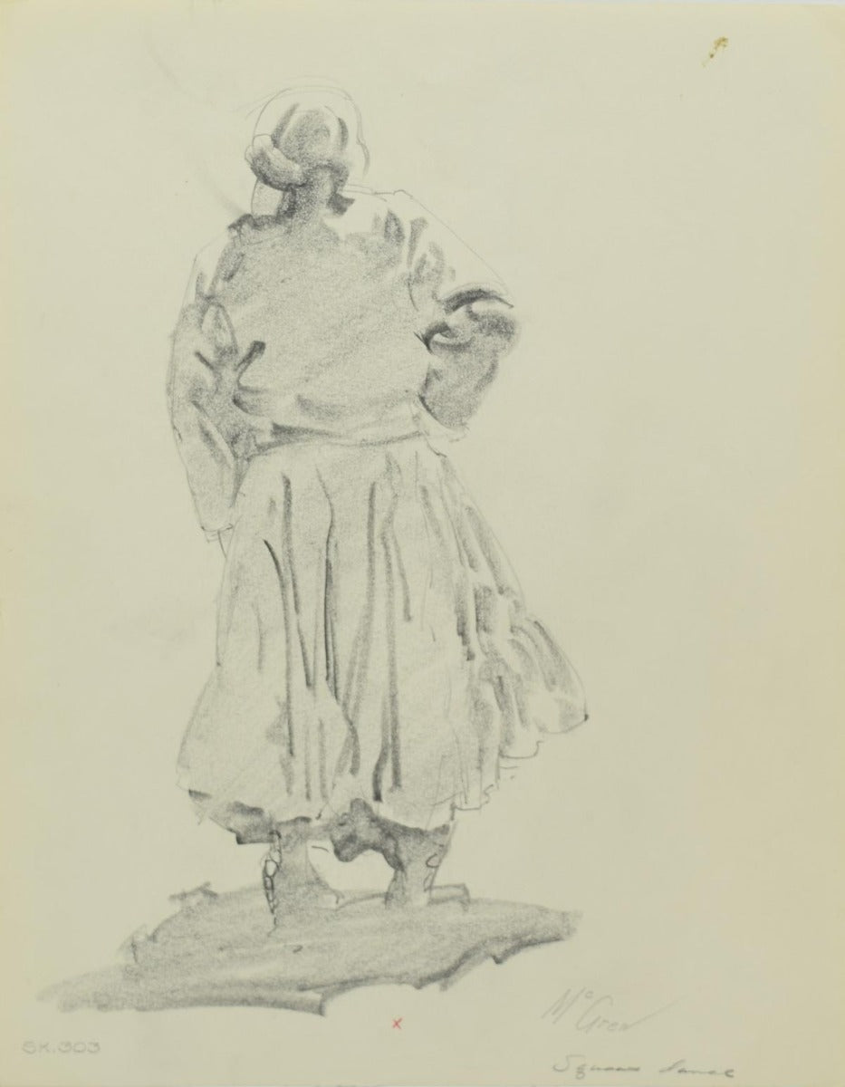 Ralph Brownell McGrew (1916-1994) - Pair of Drawings, Number SK. 303 "Squaw Dance" and Girl (PDC90536-1220-013) 1
