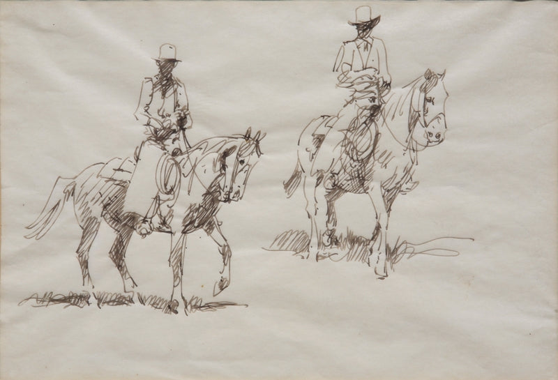 SOLD Edward Borein (1872-1945) - Two Mounted Cowboys