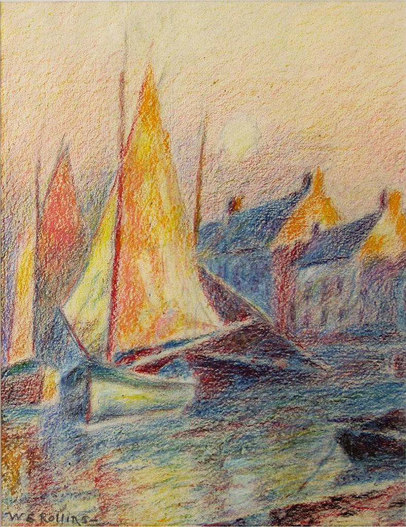 Warren E. Rollins (1861-1962) - Sailboats at Harbor