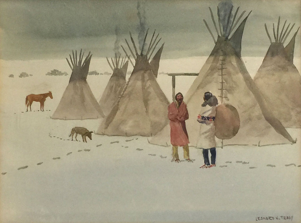 SOLD Leonard Reedy (1899-1956) - Indian Village in Snow