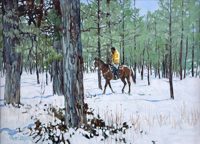SOLD Ross Stefan (1934-1999) - There's a Prayer in this FOrest (Taos Indian Rider - New Mexico