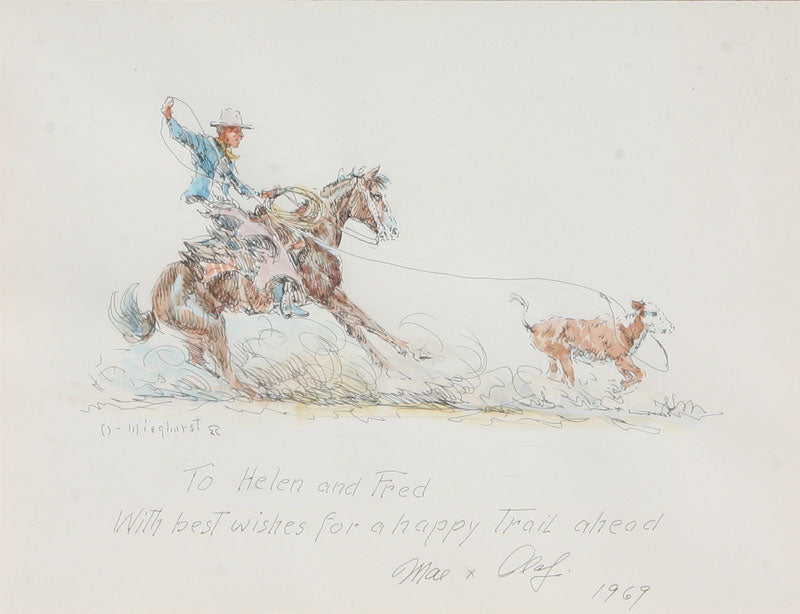 SOLD Olaf Wieghorst (1899-1988) - To Helen and Fred with Best Wishes for a Happy Trail Ahead