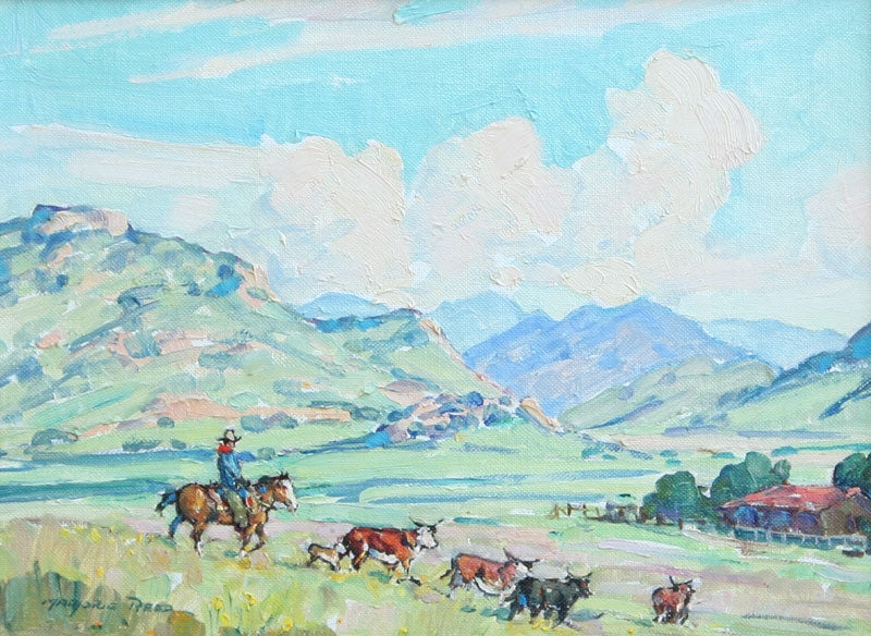 SOLD Marjorie Reed (1915-1996) - Working Cattle on the Rain Valley Ranch