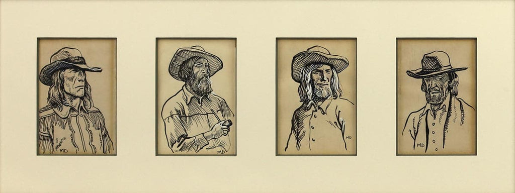 Maynard Dixon (1875-1946) â€“ Mountain Men, Emigrant, Wagoner, Missourian (Group of 4 Drawings) (PDX1312)
