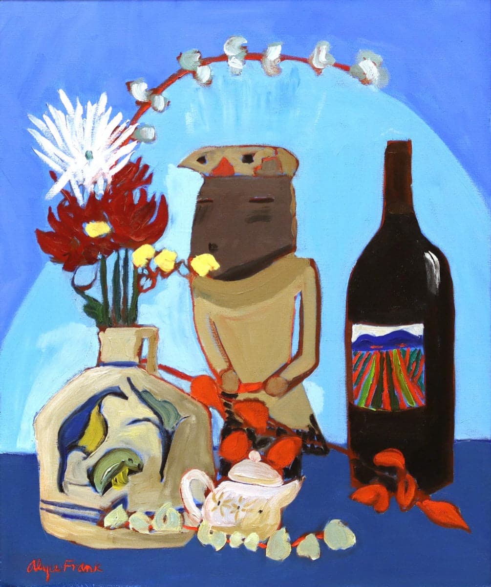 Alyce Frank (b. 1932) - Still Life with Kachina, Flowers and Wine Bottle (PLV90871B-1022-002)