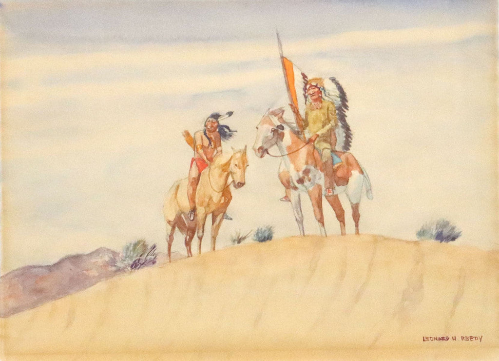 Leonard H. Reedy (1899-1956) - Indian Chief and Warrior on Ridge (PDC91934C-0722-005)