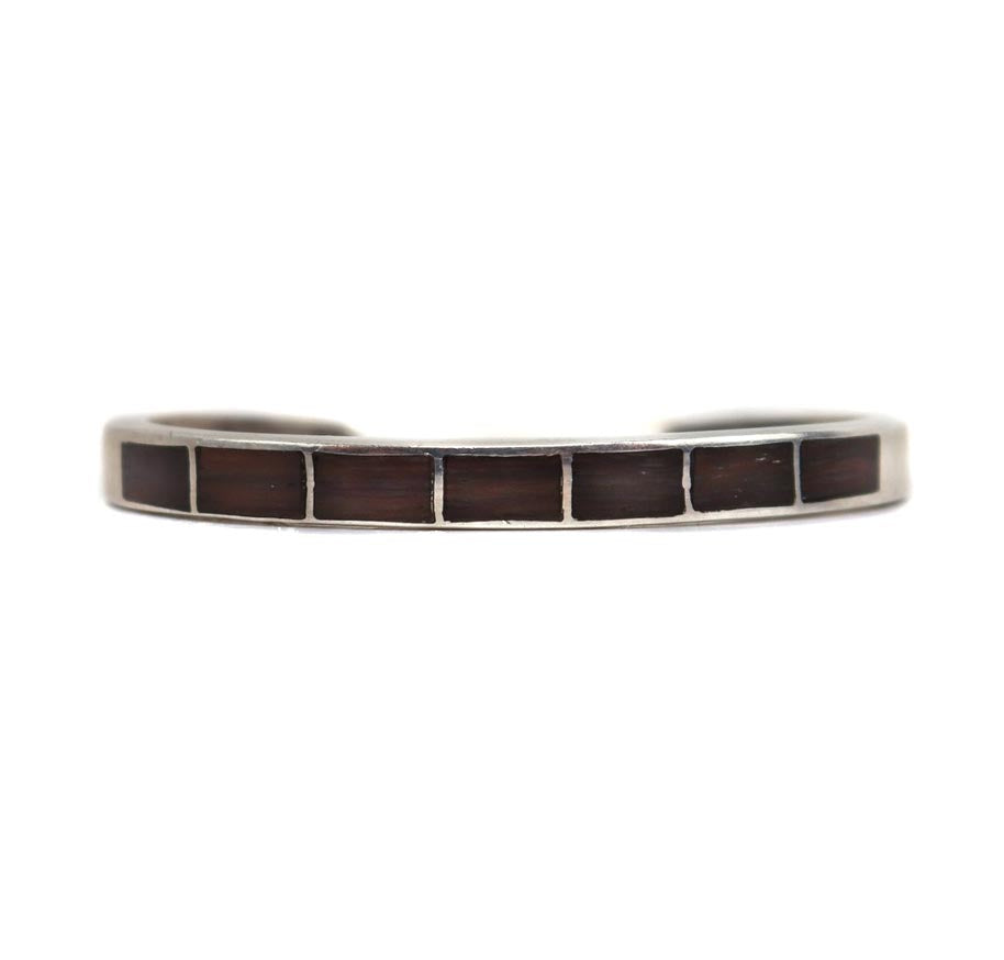Zuni Ironwood and Silver Channel Inlay Bracelet c. 1950s, size 6.25 (J15552-CO-047)
