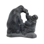 Inuit Soapstone Sculpture of Native Americans with Bear c. 1980s, 12" x 12" x 8" (SC90882B-0523-001)
