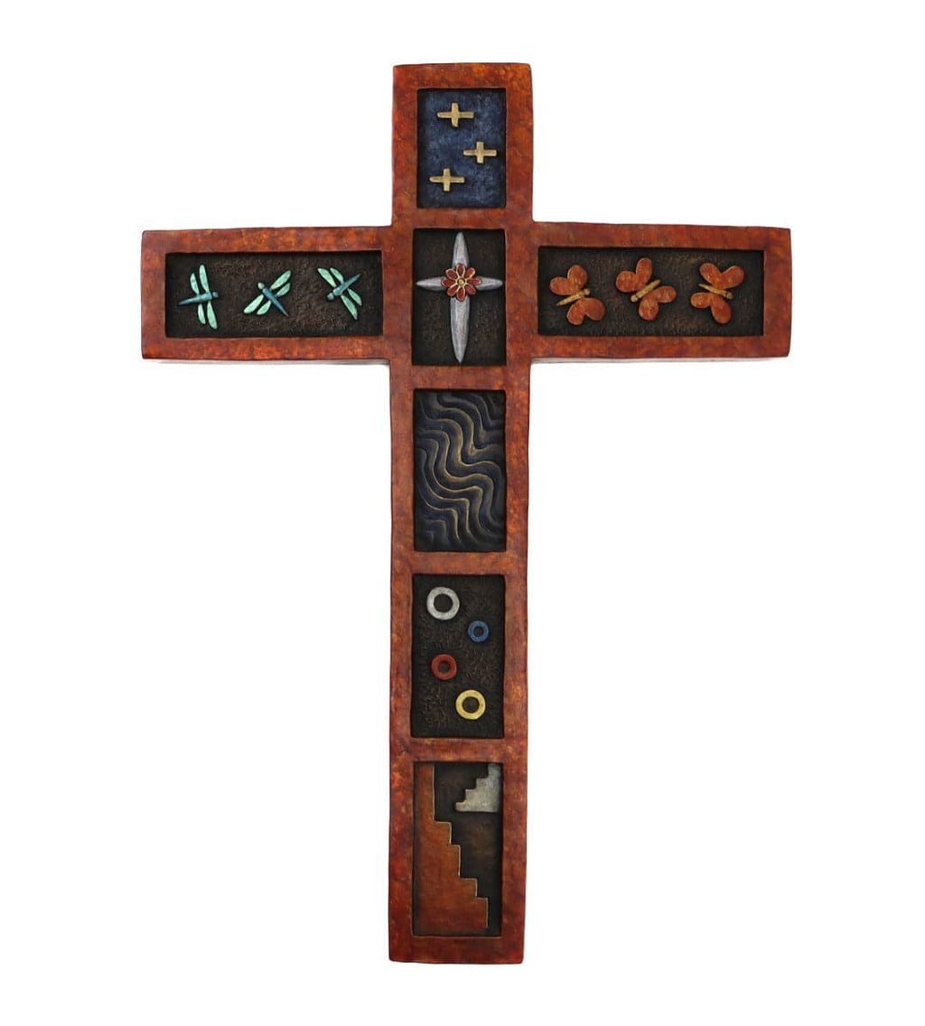 Joe Cajero, Jr. (b. 1970) - Bronze Cross Sculpture with Dragonfly and Butterfly Design, 13/30, 16" x 11.375" x 1.375" (SC91902D-0422-002)