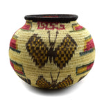 Contemporary Panamanian Basket with Butterfly Design, 5.5" x 6"