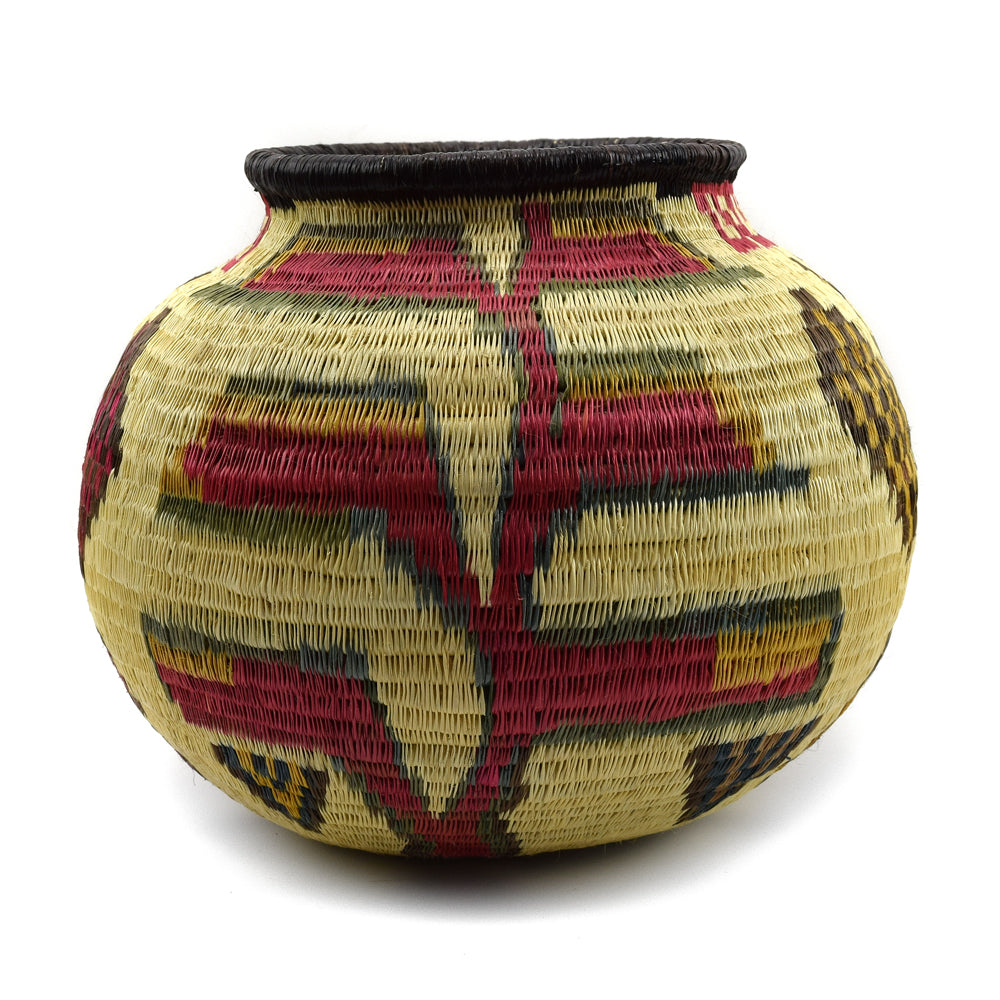 Contemporary Panamanian Basket with Butterfly Design, 5.5" x 6" (SK2831)
