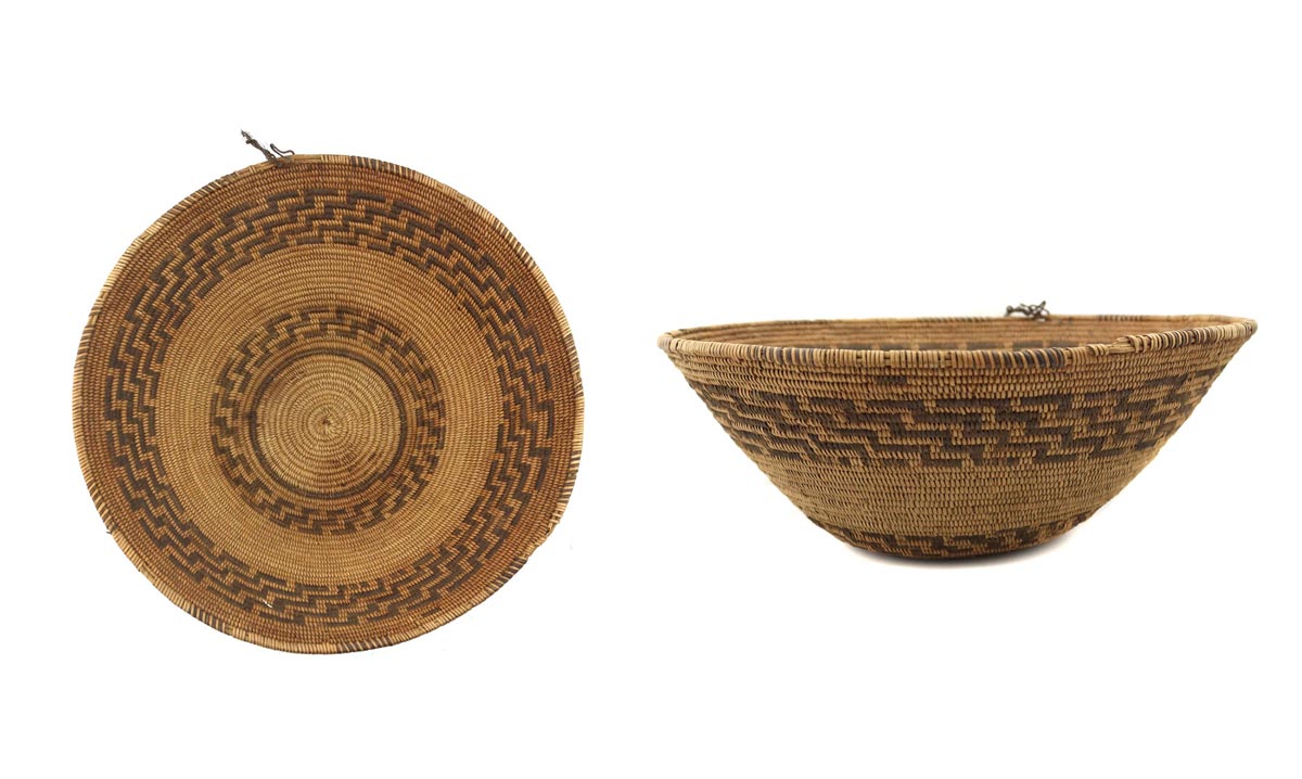 Panamint/Shoshone Basket with Geometric Design c. 1890s, 4" x 11" (SK3207)