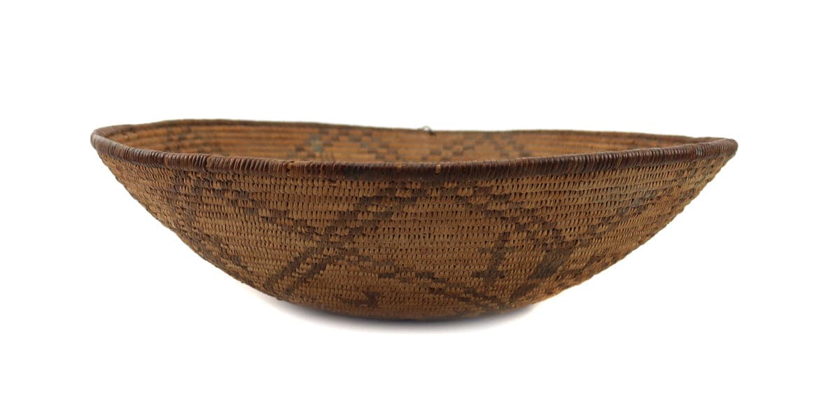 Apache Basket with Geometic Design and Animal Pictorials c. 1890s, 3" x 11.75" (SK3229) 1