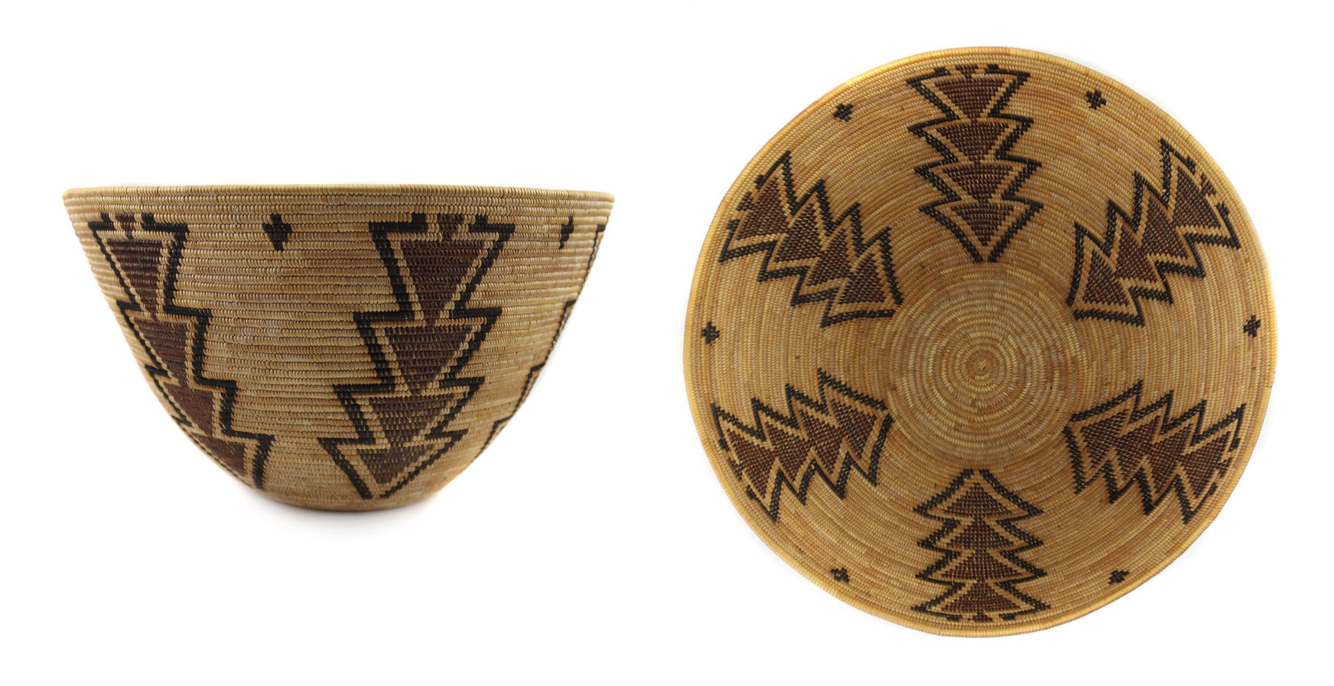 Yokuts Polychrome Basket c. 1900s, 4.75" x 10.5" (SK3230-059)