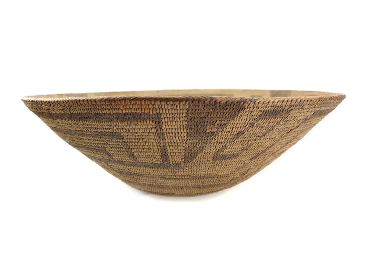 Pima Basket with Whirling Logs Design c. 1890s, 6" x 18.25" (SK3238) 4
