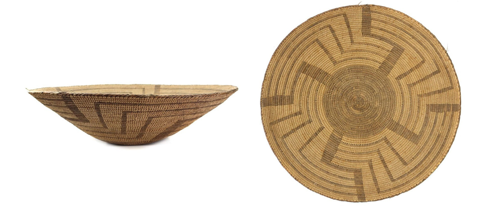 Pima Basket with Whirling Logs Design c. 1890s, 5" x 19" (SK3239)
