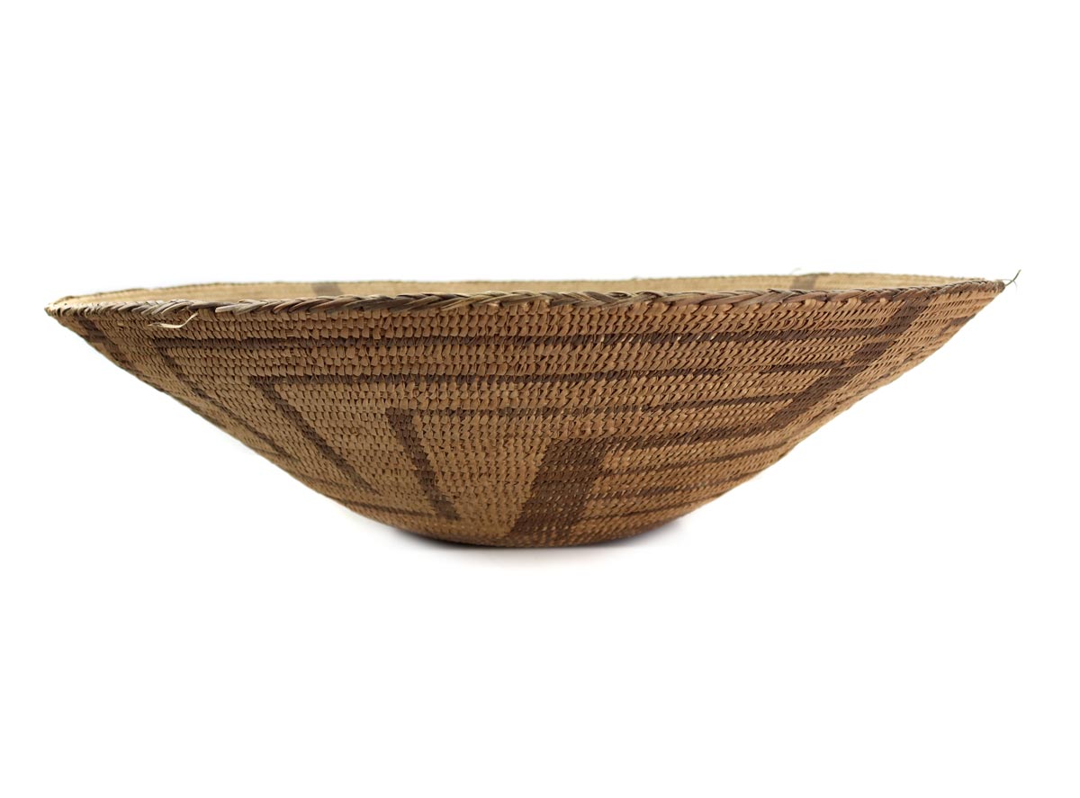 Pima Basket with Whirling Logs Design c. 1890s, 5" x 19" (SK3239) 5