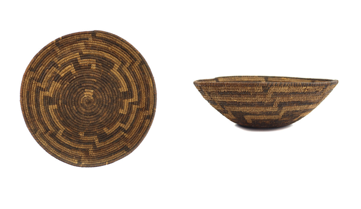 
Tohono O'odham Basket with Geometric Design c. 1900s, 4.5" x 13.25" (SK3330)