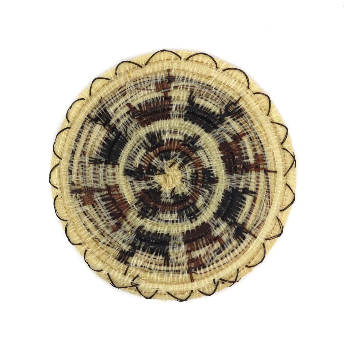 Tohono O'odham Contemporary Miniature Polychrome Horsehair Basket with Deer Pictorials, 2" diameter (SK3340)1
