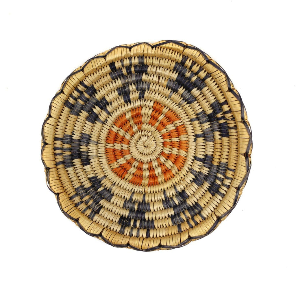 Navajo Polychrome Plaque with Butterfly Pictorials c. 1980s, 7.5" diameter (SK3378)