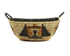 Hopi Polychrome Oval Basket with Kachina Pictorials c. 1940s, 5" x 10" x 7.25" (SK90377B-0423-004)