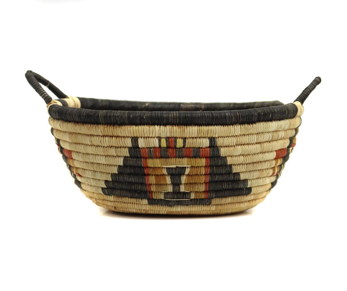 Hopi Polychrome Oval Basket with Kachina Pictorials c. 1940s, 5" x 10" x 7.25" (SK90377B-0423-004) 2