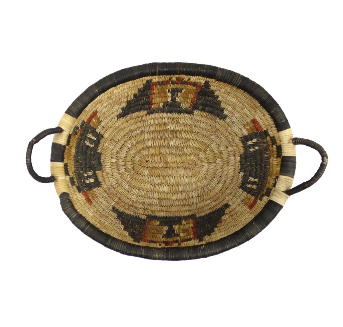 Hopi Polychrome Oval Basket with Kachina Pictorials c. 1940s, 5" x 10" x 7.25" (SK90377B-0423-004) 4