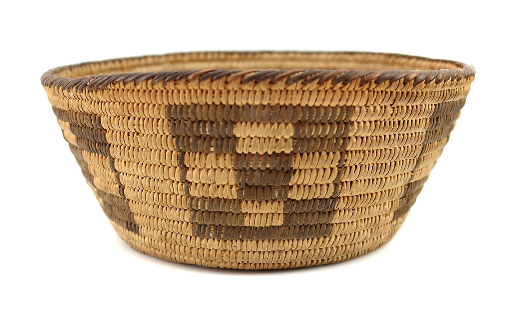 Pima Basket with Checkered Design c. 1900-20s, 3.5" x 8.375" (SK92306-0322-004)