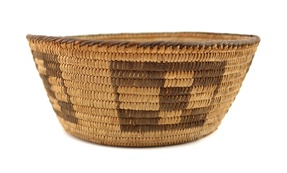 Pima Basket with Checkered Design c. 1900-20s, 3.5" x 8.375" (SK92306-0322-004) 3