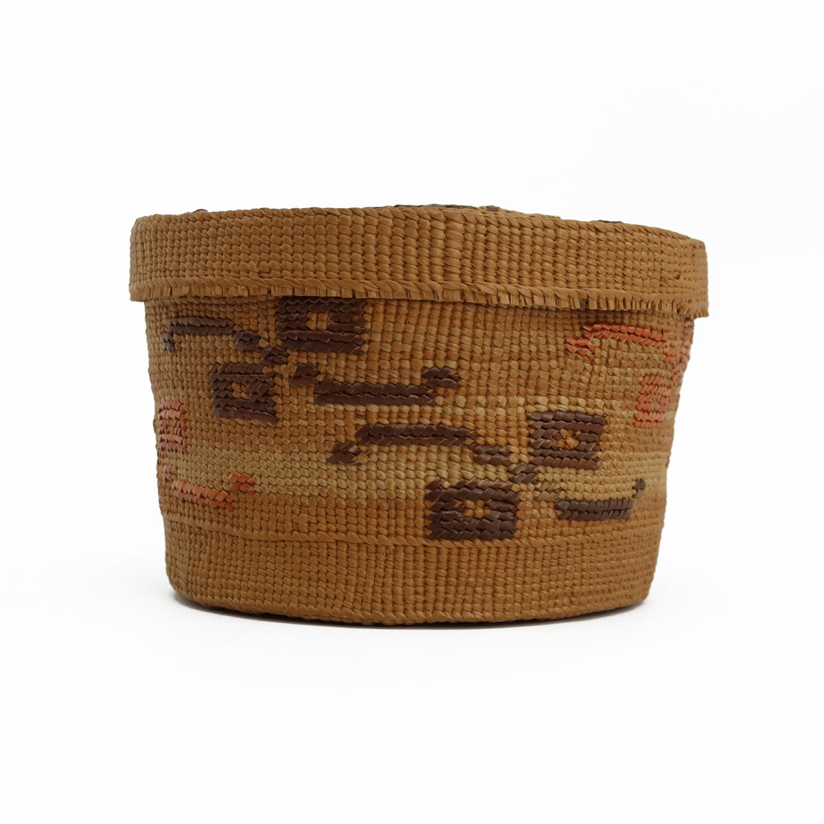 Tlingit Polychrome Lidded Rattle Top Basket c. 1900s, 2.5" x4" (SK92306-0822-001) 4