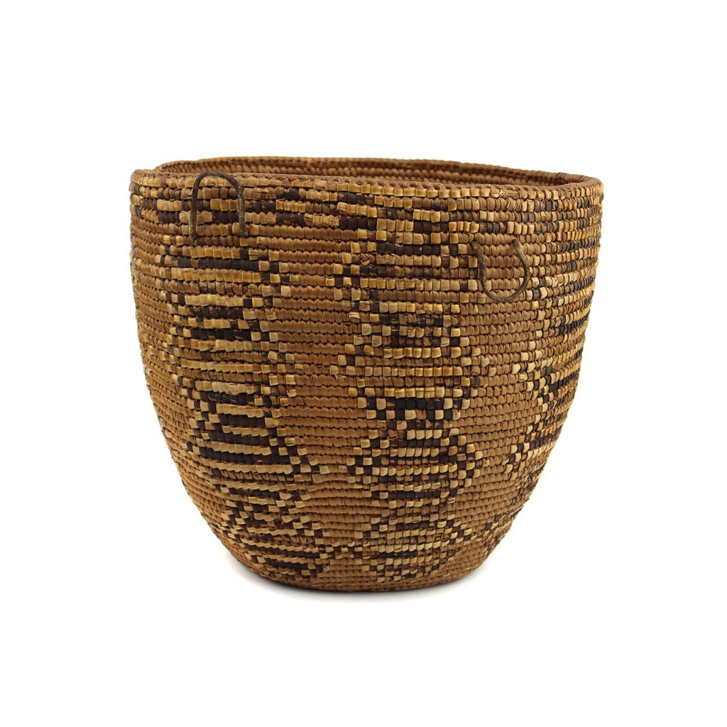 Salish Polychrome Burden Basket c. 1890s, 12" x 13.5" x 11.25" (SK92306-1222-001)
