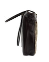 Custom Leather Handbag with c. 1900s Navajo Crystal Textile Inlay, 13" x 16" x 3.5" (T5907)1
