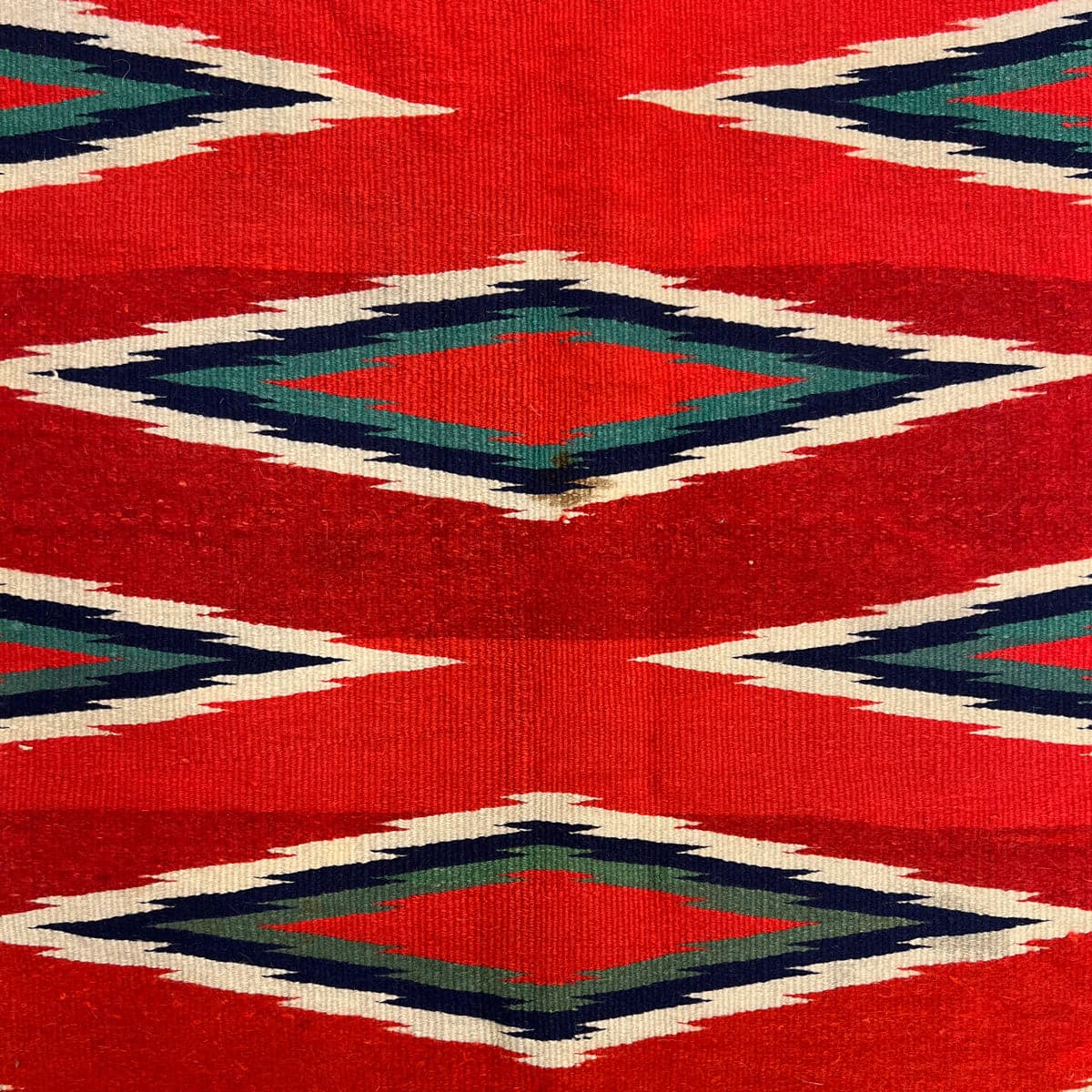 Navajo Late Classic Germantown Blanket with Raveled Bayeta c. 1870s, 73.75" x 54.25" (T6227) 2