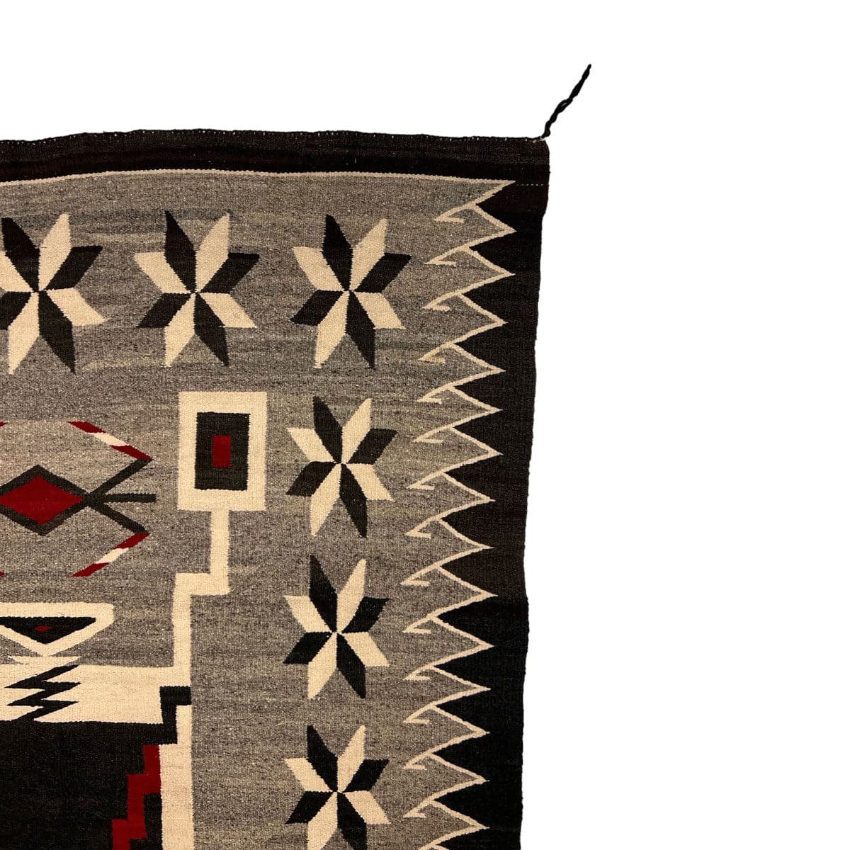 Navajo Crystal Storm Pattern Rug with Valero Stars and Waterbug Design c. 1930s, 91" x 48.5" (T6241) 1