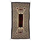 Navajo Crystal Storm Pattern Rug with Valero Stars and Waterbug Design c. 1930s, 91" x 48.5" (T6241) 2