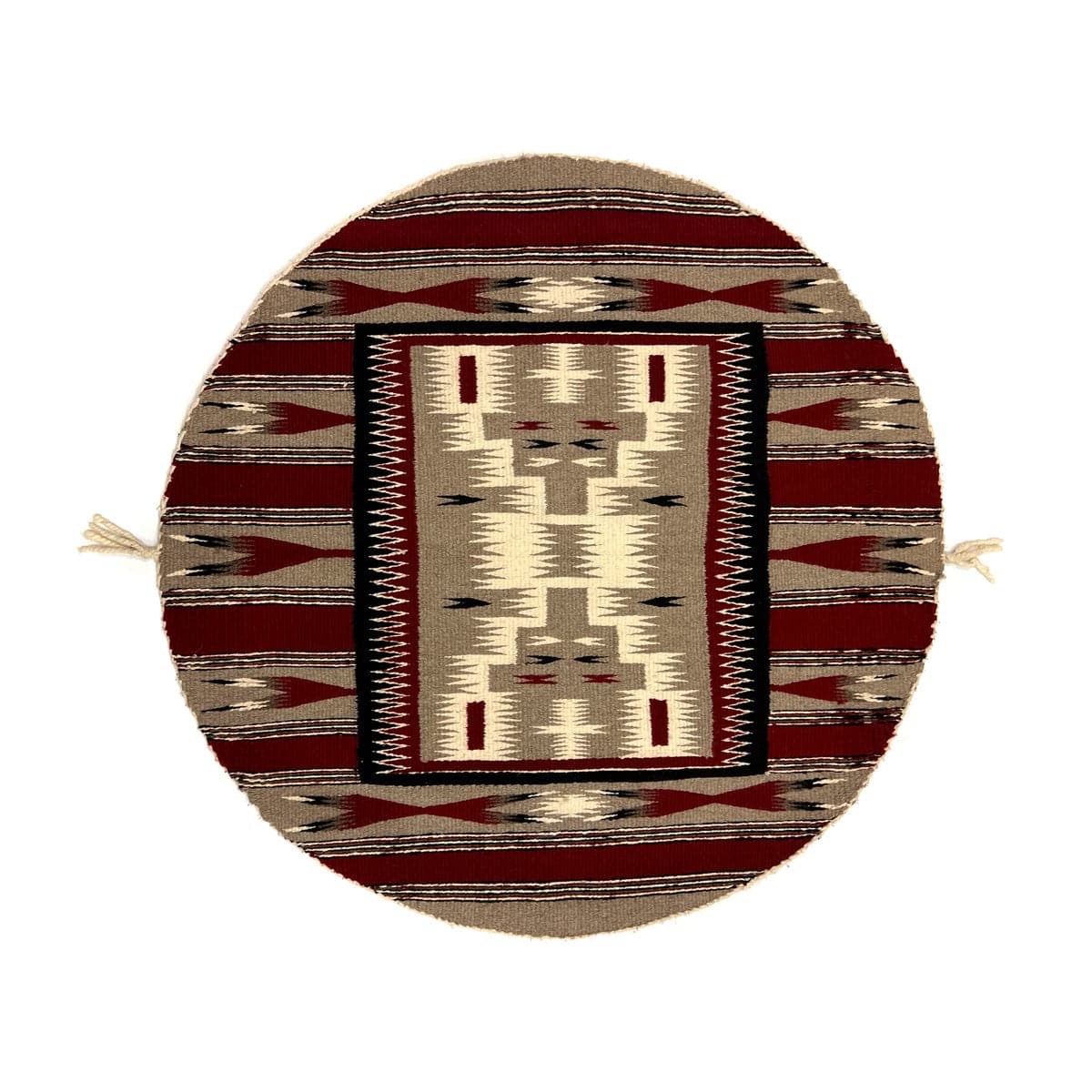 
Navajo Round Rug with Crystal Storm Pattern c. 1980-90s, 40.5" x 41" (T6439)