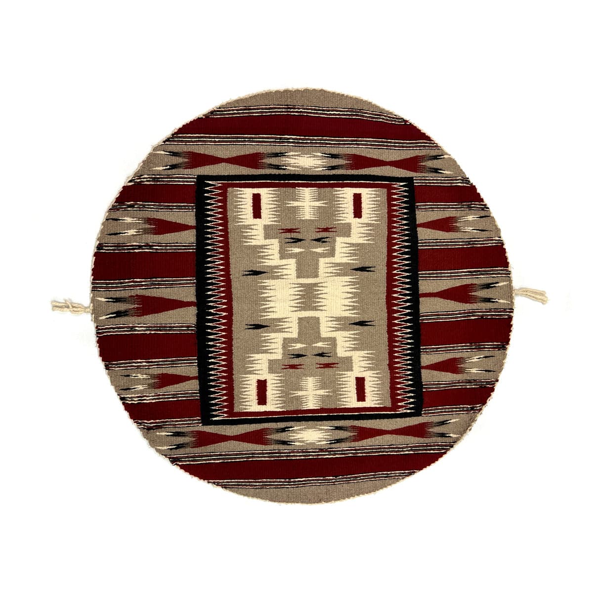 
Navajo Round Rug with Crystal Storm Pattern c. 1980-90s, 40.5" x 41" (T6439) 1