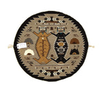 Mary H. Yazzie (d. 2020) - Navajo Contemporary Mother Earth, Father Sky Pictorial Round Rug, 31" x 29" (T90377B-0423-003)