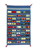 Susie Smith - Navajo Train Pictorial with Indigo and Cochineal Dyes c. 1980s, 52" x 32.25" (T90404A-0123-001) 2