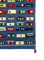 Susie Smith - Navajo Train Pictorial with Indigo and Cochineal Dyes c. 1980s, 52" x 32.25" (T90404A-0123-001) 3