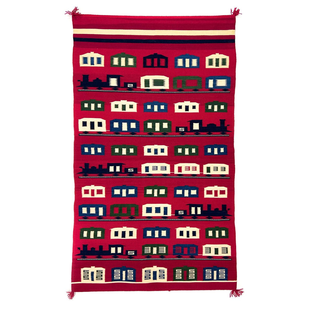 Navajo Contemporary Blanket with Train Pictorials, 66" x 38.25" (T90404A-1122-010)