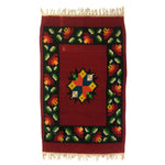 Mexican Blanket with Flower Designs c. 1950s, 81" x 53.5"