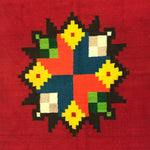 Mexican Blanket with Flower Designs c. 1950s, 81" x 53.5" (T91133A-0619-002)