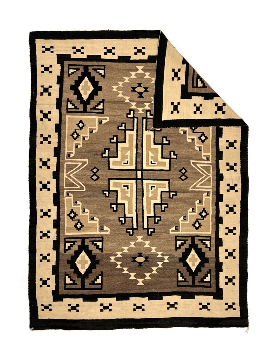 Navajo Two Grey Hills Rug c. 1940-50s, 73" x 57" (T91221A-0722-005)