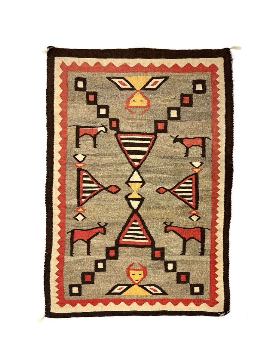 Navajo Pictorial Rug with Cows c. 1920s, 67.5" x 46" (T91333C-0123-007)